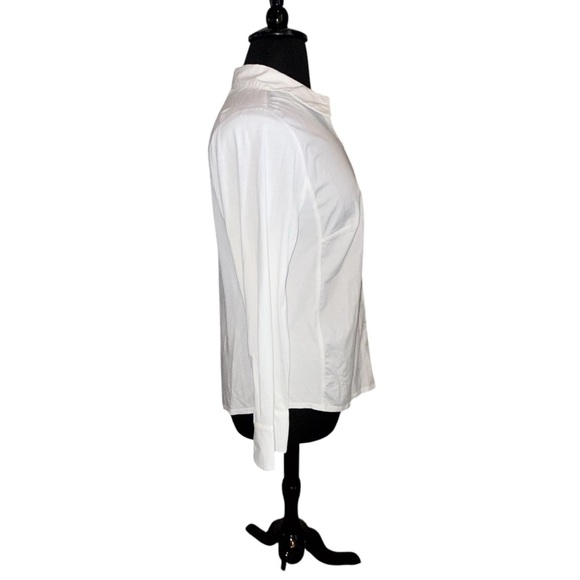 Lane Bryant Collared Zip-Front Woven & Knit Top Plus 18 White - Picture 5 of 14